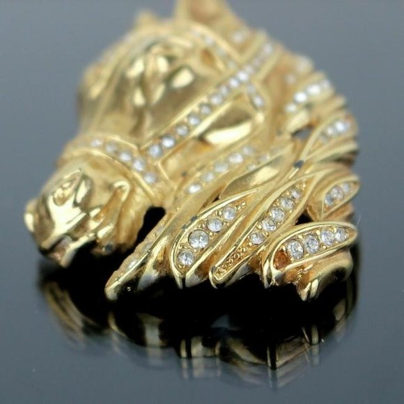 DIOR Horse Pendant in Gold with Clear Rhinestones - Picture 5 of 9